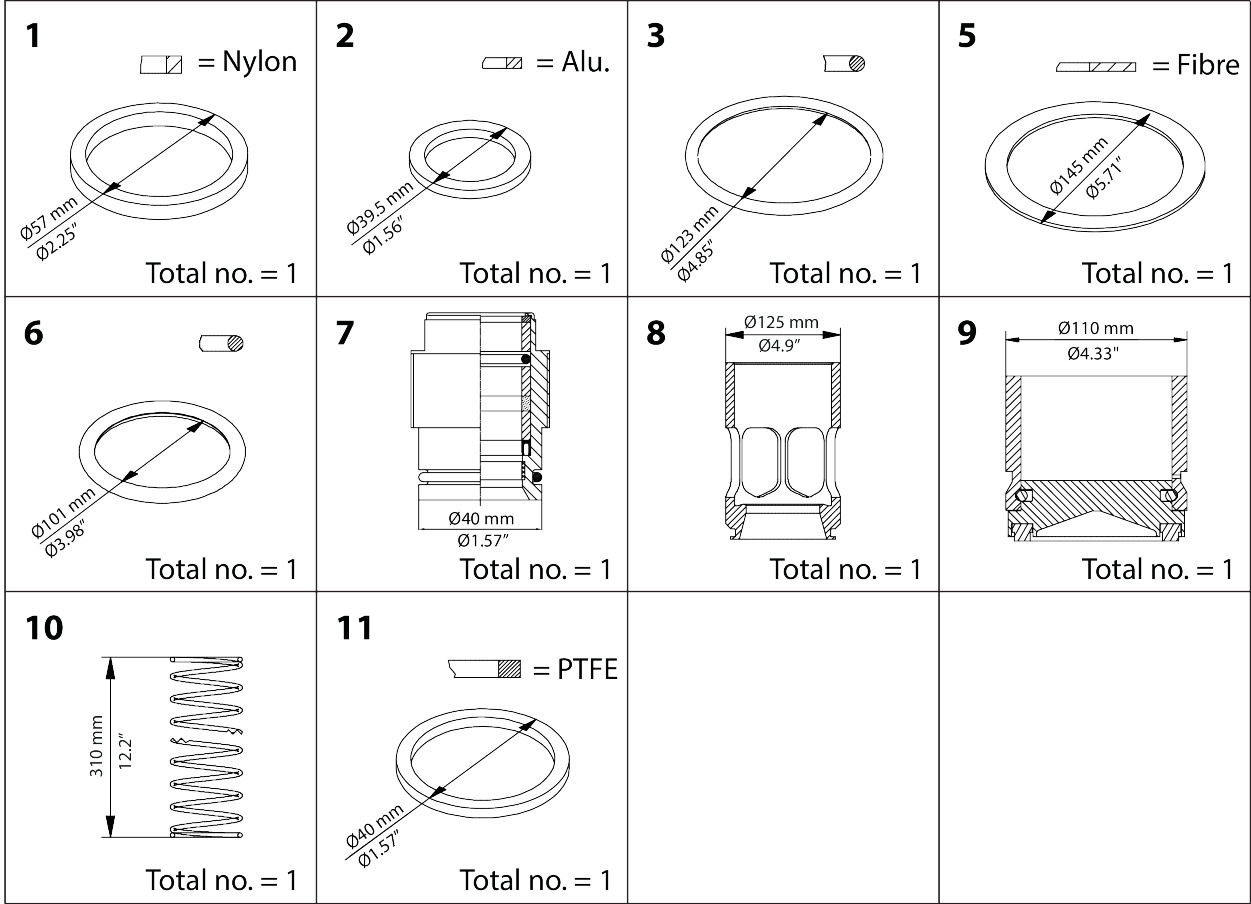 Danfoss Overhaul kit, Piston, sealing, packing gland