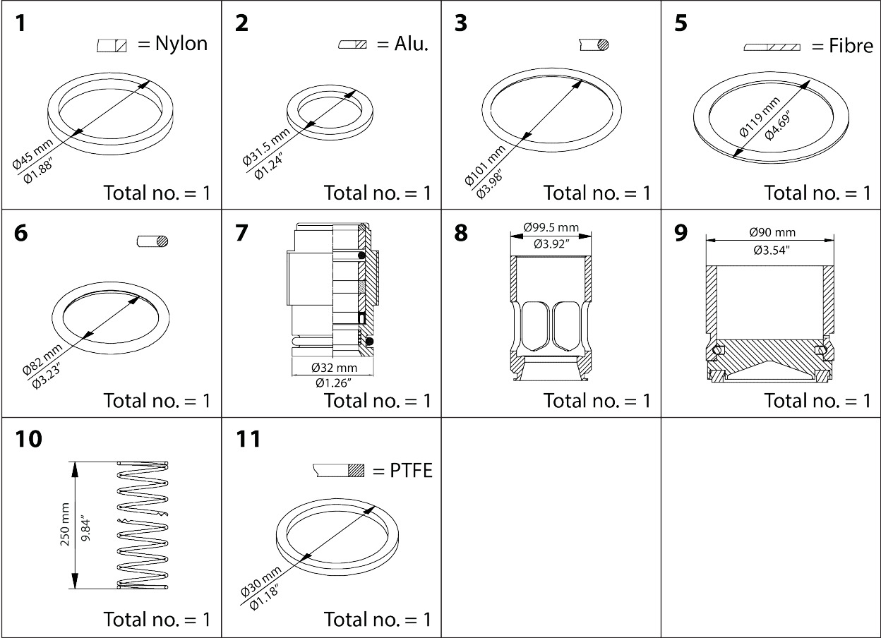 Danfoss Overhaul kit, Piston, sealing, packing gland