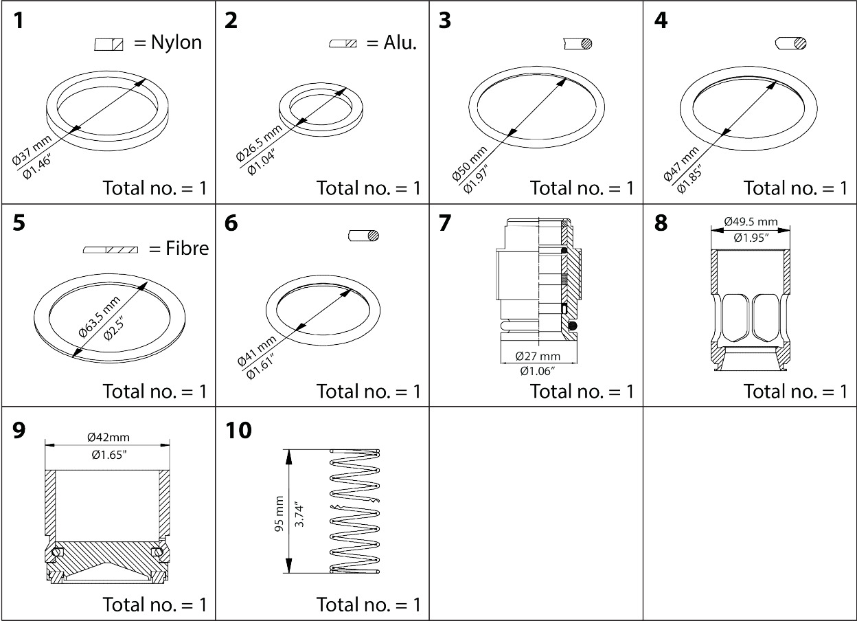 Danfoss Overhaul kit, Piston, sealing, packing gland