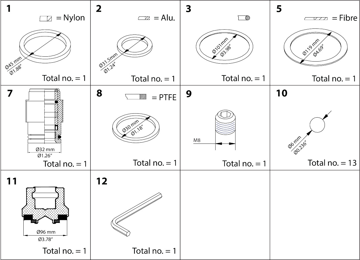 Danfoss Overhaul kit, Cone, sealing, packing gland
