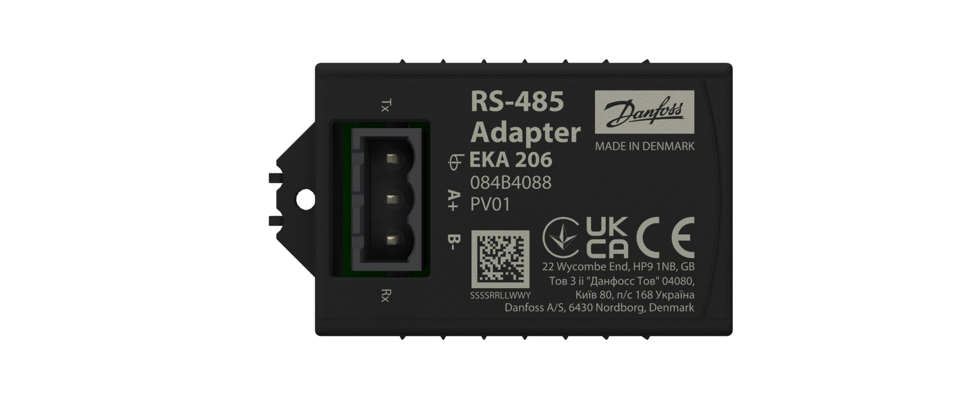 Danfoss Electron. control accessories, EKA 206 RS485 Adapter, S/M-Pack, EKC 22x