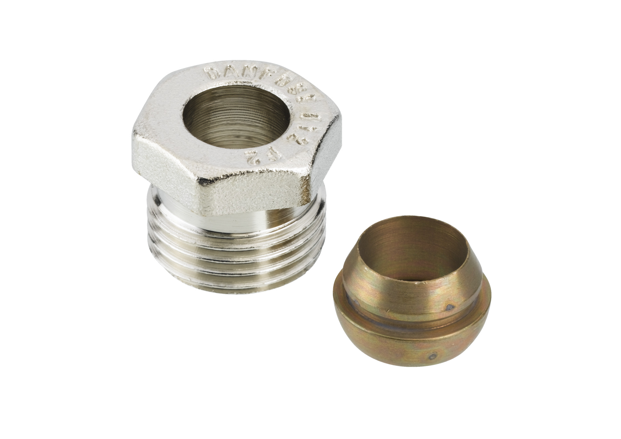 Danfoss Compression fittings for steel and copper tubings, G 1/2" A, 12, Nickel plated