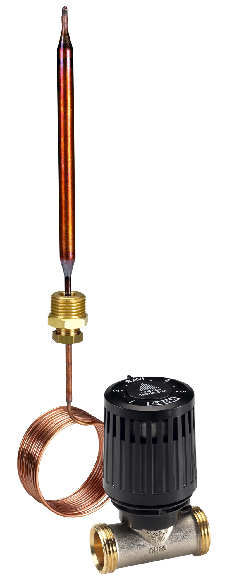 Danfoss RAVI-VMT, PN 10, DN 15, 1.6 m³/h, 43 °C - 65 °C, 2 m, External Thread