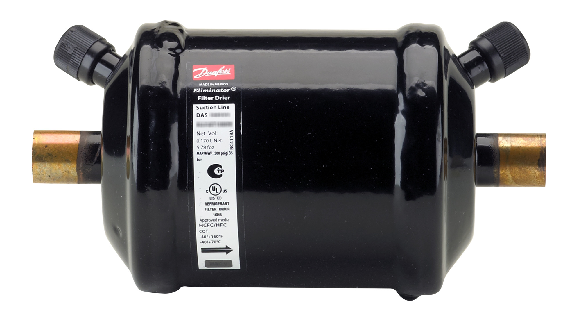 Danfoss Hermetic burn-out filter drier, DAS, 16 cu.in. DAS 164SVV